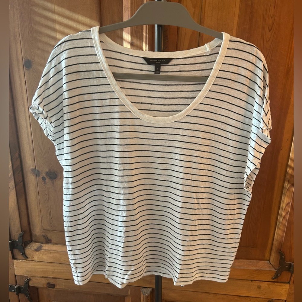 Banana Republic Striped Linen Tee